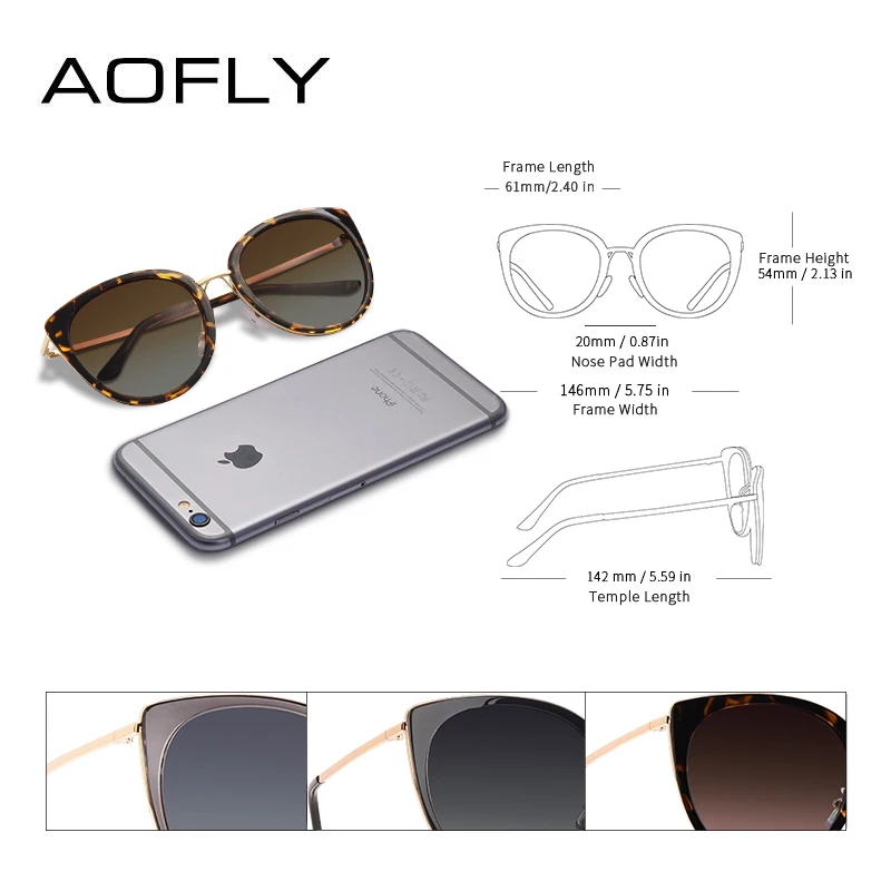 AOFLY,, фирменный дизайн, кошачий глаз, солнцезащитные очки для женщин, Ретро стиль, для девушек, поляризационные, солнцезащитные очки, женские, оттенки, металлическая оправа, очки Gafas
