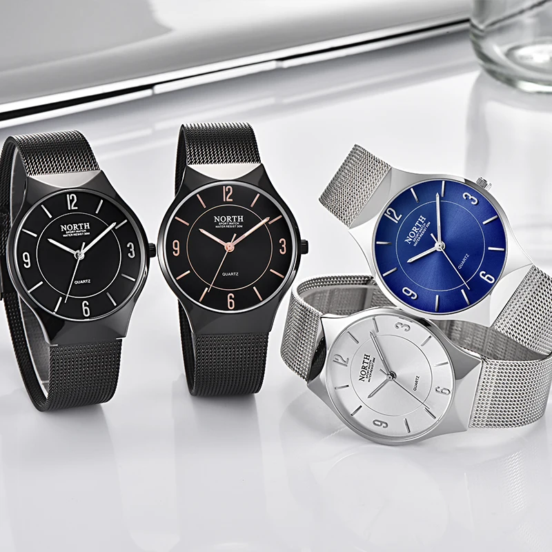 Мужские кварцевые часы NORTH водонепроницаемые из стали | Наручные