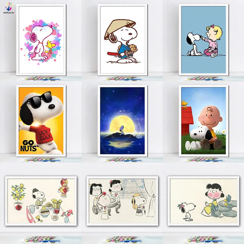 DIY цифровые краски рисунки и наборы теплая собака детская комната украшение