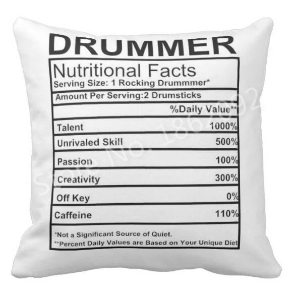 Funny Novelty Drummer Nutrition Facts Label Percussion Drum 