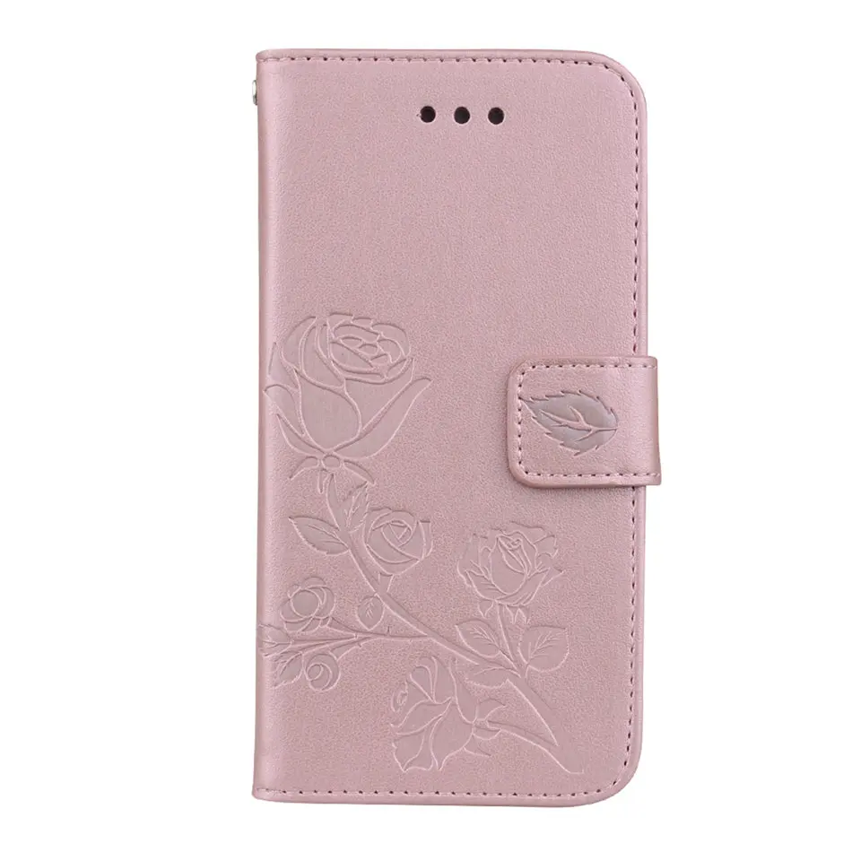 Чехол DEEVOLPO Rose в стиле ретро для Apple iPhone 8, 7, 6, 6S Plus, 5, 5S, SE, из искусственной кожи, с подставкой, с цветочным рисунком, чехол-кошелек, сумки, Fundas Capa D17Z - Цвет: Rose Gold