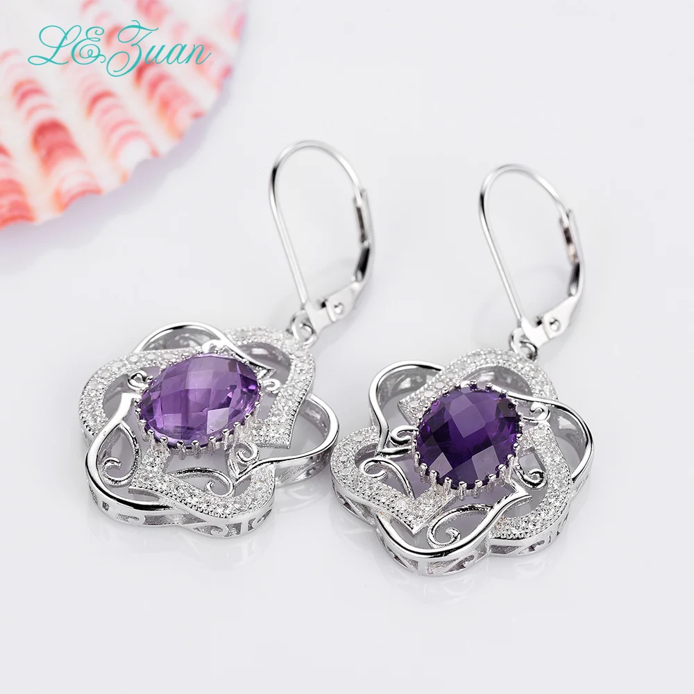 L & zuan 925 пробы Серебряный Натуральный 5ct Аметист Фиолетовый кварц круглая капля