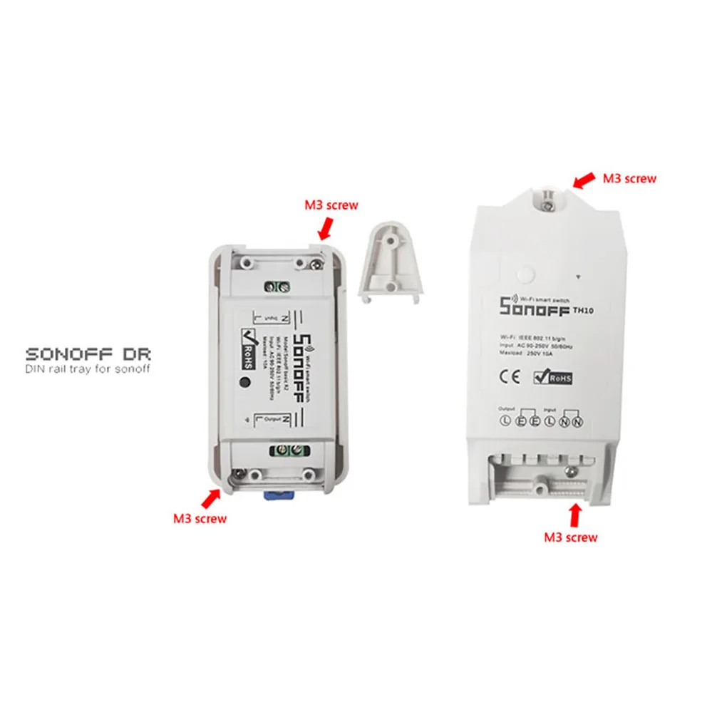 Sonoff dr Din Rail лоток Регулируемый установленный рейку Чехол держатель стойку решение для Sonoff продуктов
