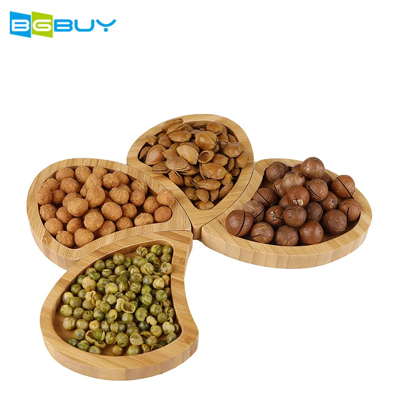 5 сетки разделенные Твердые бамбуковые специальные тарелки для посуды