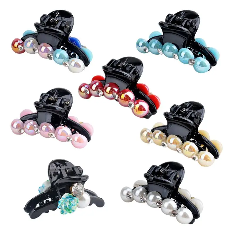 Женские Красочные искусственный жемчуг стразы украшение волос Краб акриловый