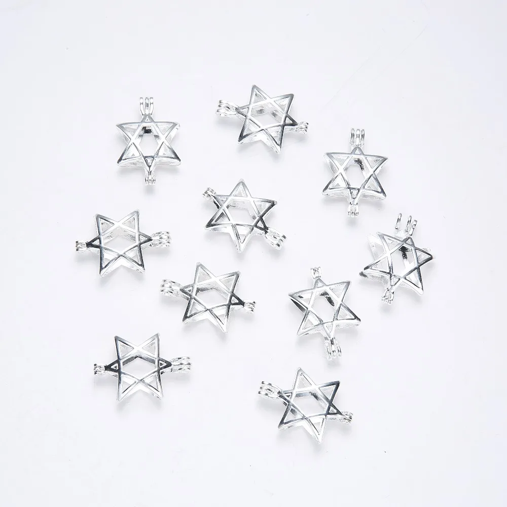 10 шт Серебряный тон смешанный стиль медные жемчужные бусины клетка медальоны