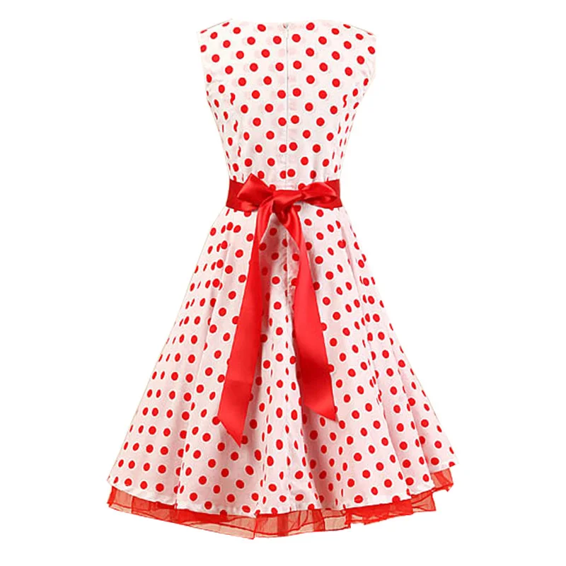 Платье винтажный красный белый узор в горошек 50 s ретро одри хепберн стиль