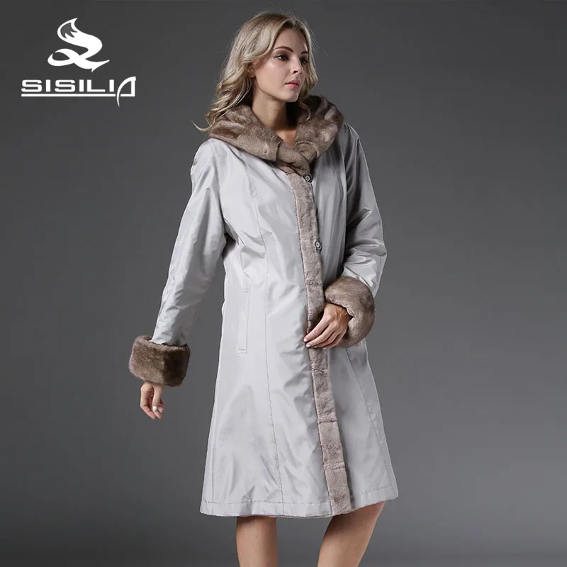 SISILIA 2016 НОВЫЙ СТИЛЬ МЕХА КУРТКА КИТАЙ НОРКИ ПАЛЬТО REVISIBLE НОСИТЬ 100% НАТУРАЛЬНЫЙ МЕХ
