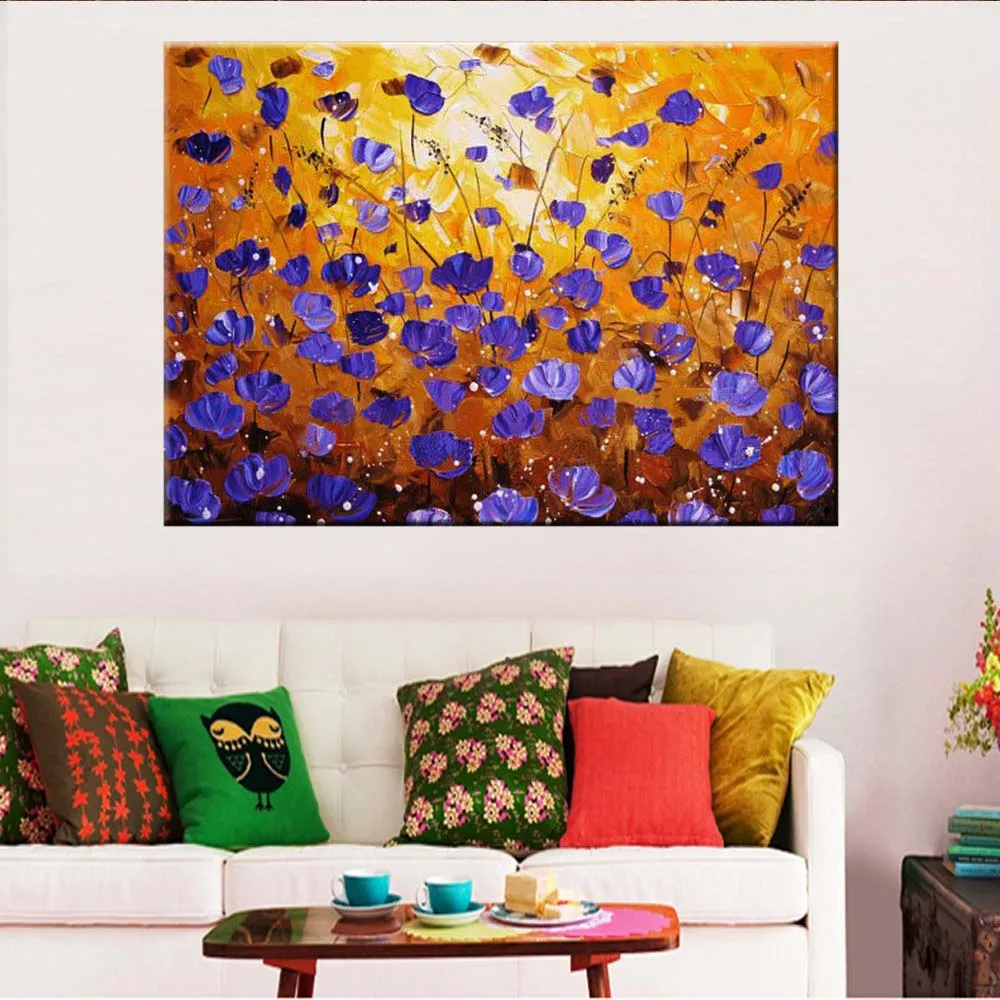 Ручная роспись абстрактная фиолетовая Цветочная пейзаж холст картина маслом