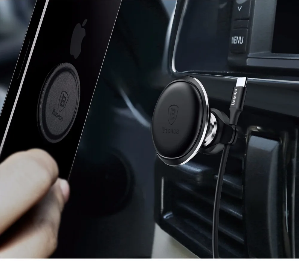 Автомобильный держатель для телефона Baseus для iPhone X 8, samsung, gps, мобильный телефон, 360 градусов, универсальная Магнитная подставка держатель на вентиляционное отверстие автомобиля