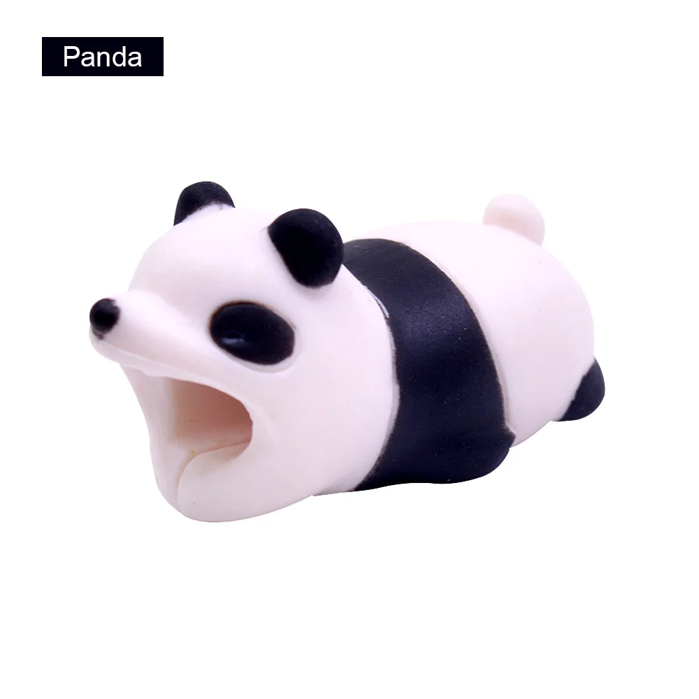 Panda CHIPAL укус животных кабель протектор намотки для iPhone USB органайзер для кабеля данных Chompers Акула панда Луффи Сон Гоку мультфильм укусов - Цвет: Panda