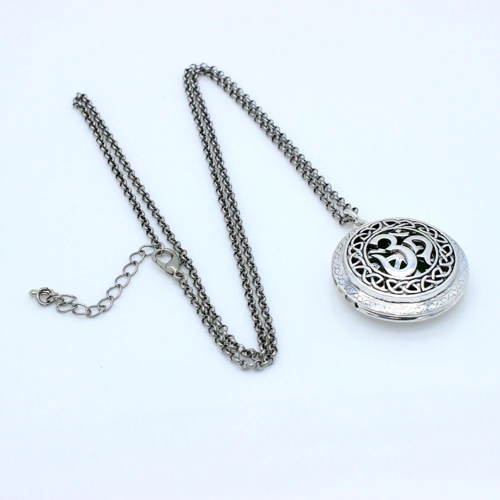 Antique Silver Moola Mantra 3D Pendant Hollow Flower Locket Essential Oil Diffuser Aromatherapy Jewelry Chain Necklace With 7Pad | Украшения