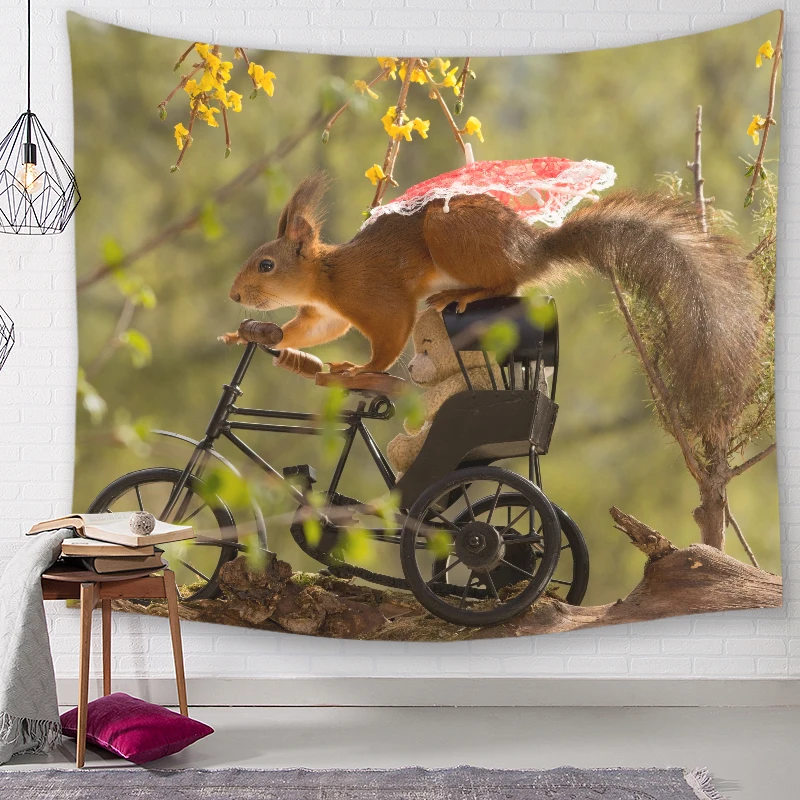 Гобелен с белкой карта высокой четкости ткань настенный Декор акварель буквы