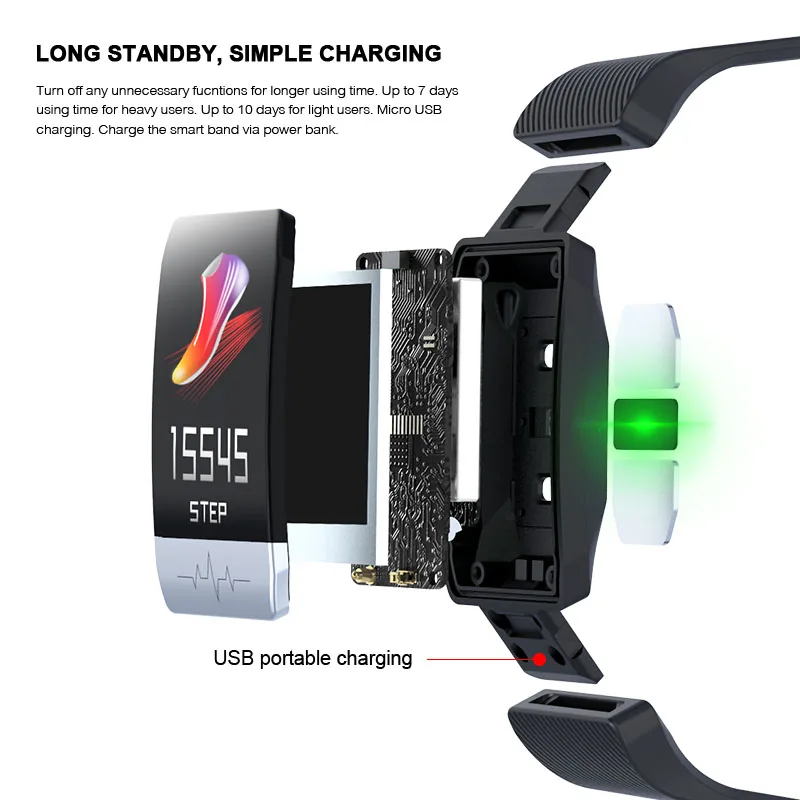 Wearpai Q1S умный браслет с монитором сердечного ритма ЭКГ кровяное давление IP67