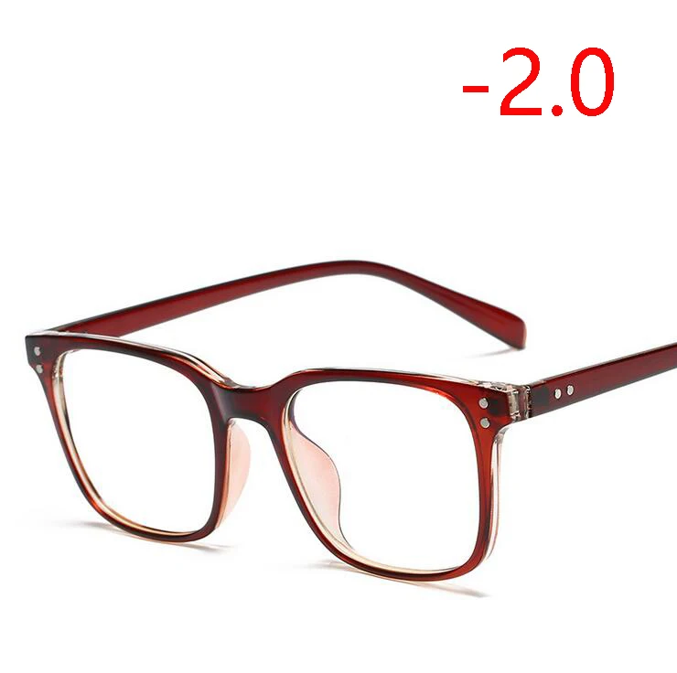 Myopia 200 Винтажные рисовые гвозди TR90 женские мужские очки для близорукости 1,56 асферические линзы квадратные очки по рецепту 0~-400 - Цвет оправы: Myopia 200