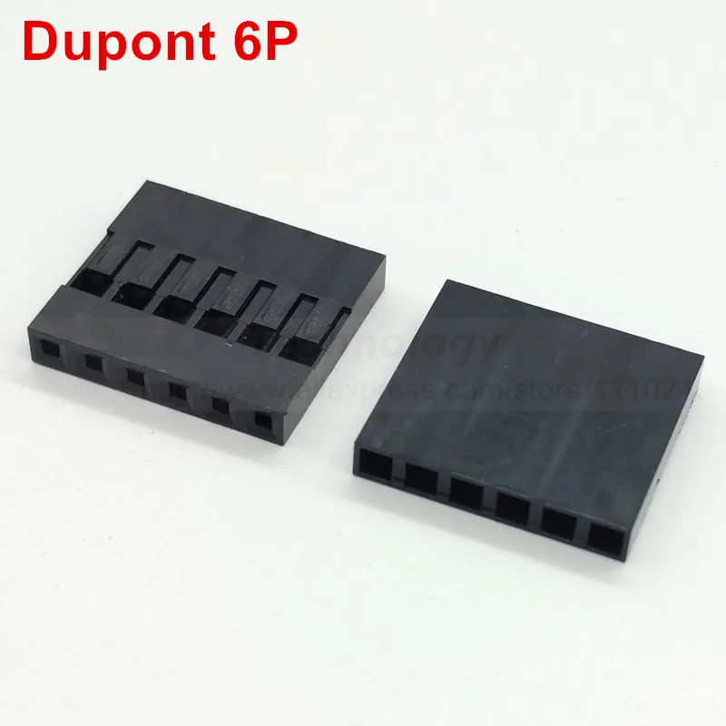 100 шт. разъем Dupont 2 3 4 5 6 pin Однорядный 2,54 мм пластиковый корпус сквозного отверстия