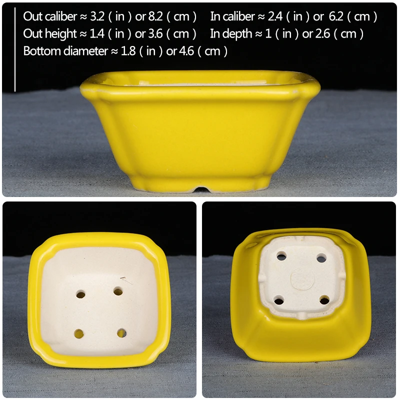 Бонсай горшок цветочный мини глазурованный четырехъядерный квадратный бонсай
