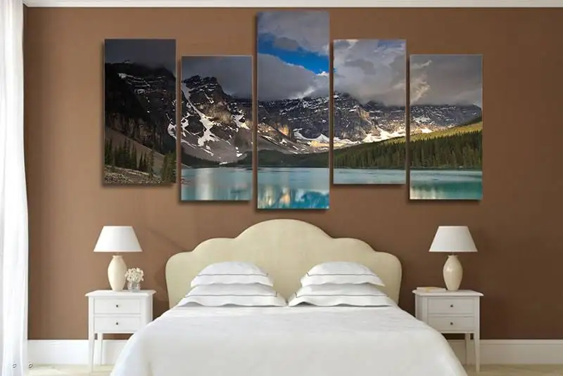 Hd Печать темных облаков снег горы озеро картина холст печать декор комнаты