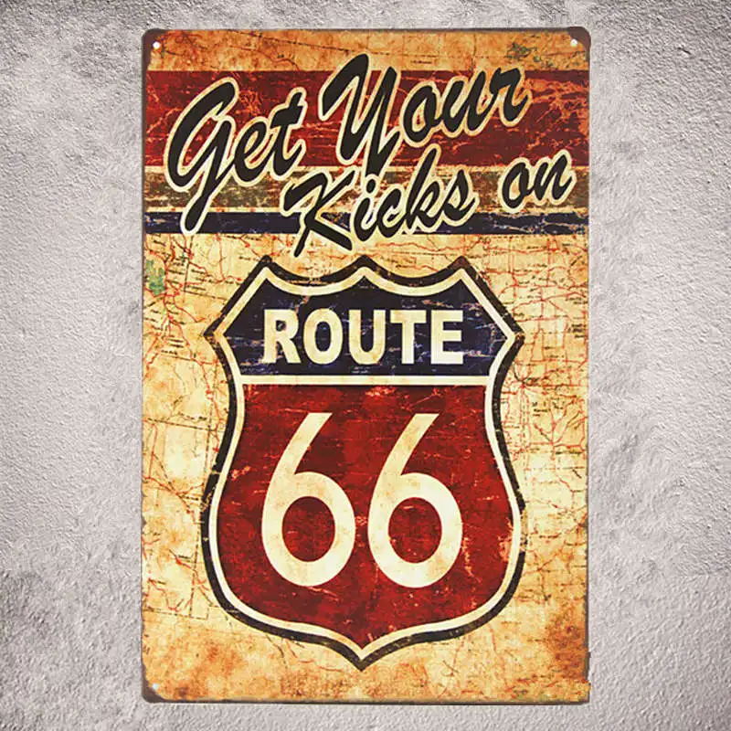 Металлическая Жестяная Табличка US Route 66 вывеска для гаража присоска