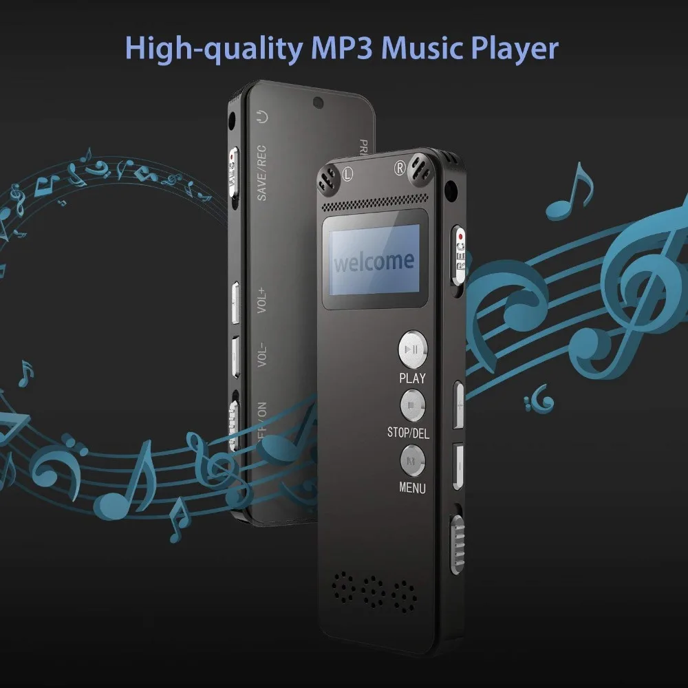Vandlion цифровой аудио запись голосовой активации рекордер WAV MP3 плеер USB накопитель портативный VOR Металлический Алюминиевый Чехол черный V31
