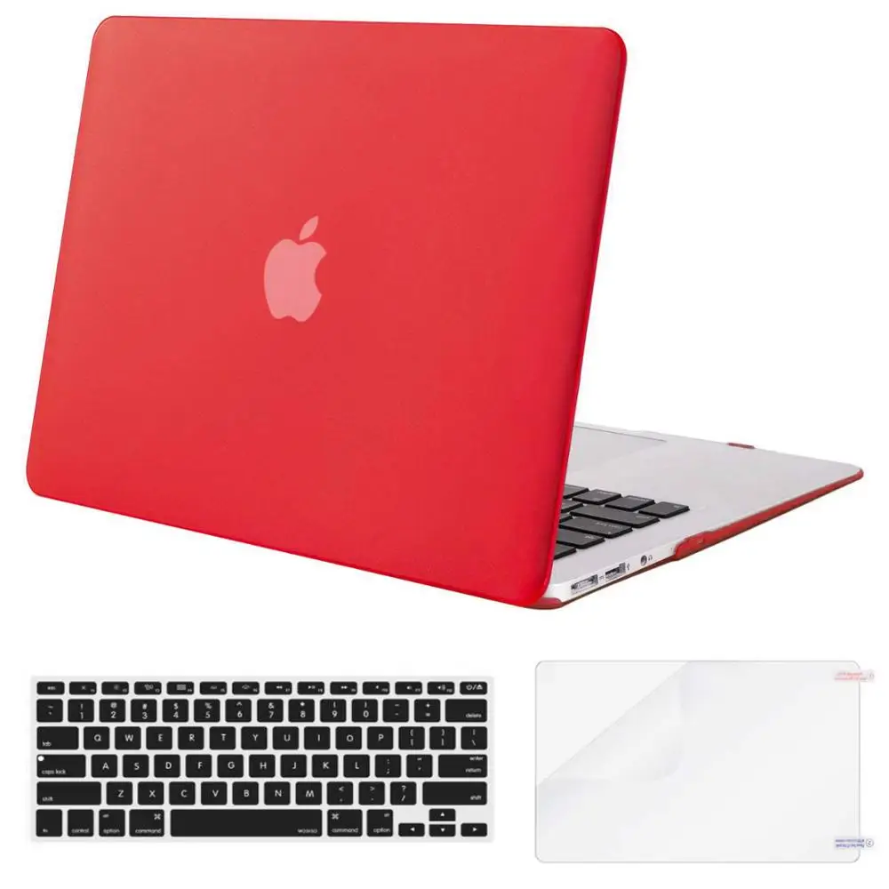 Red MOSISO матовый чехол для ноутбука Macbook Air 13 дюймов модель A1466 A1369 Обложка для Mac Book Air 13 A1932 с Touch ID - Цвет: Red