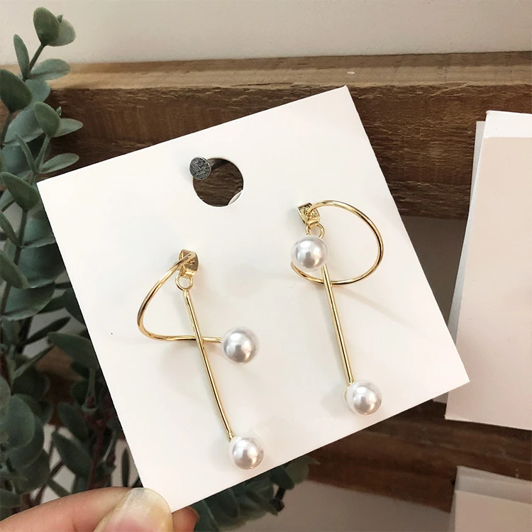 AOMU, новинка, золотые, металлические, спиральные, геометрические, необычные, изогнутые, жемчужные, длинные, с кисточками, Висячие серьги для женщин, девушек, вечерние, ювелирные изделия