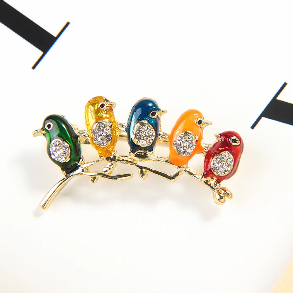 Модные стразы птица животное эмаль нагрудный знак брошь для женщин модные