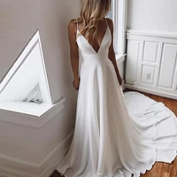 vestido de novia playa sexy v neck spaghetti straps chiffon wedding dress beach a line bridal gown robe mariage custom made