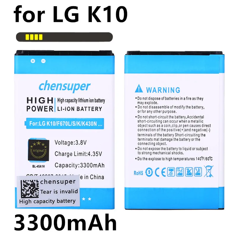 3300 мА/ч, BL-45A1H/BL45A1H для LG K10 Батарея F670L F670K F670S F670 K420N K10 LTE Q10 K420 Батарея