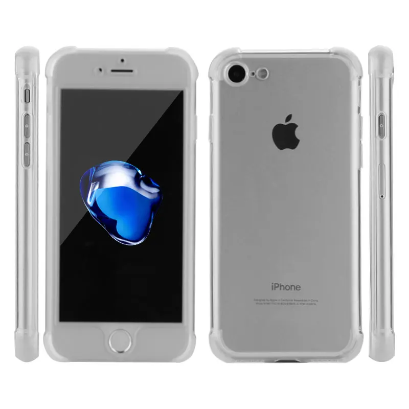 Прозрачный ТПУ чехол HD для iPhone 7 8 Plus чехлы с 360 защитой 2 слойный Мягкий