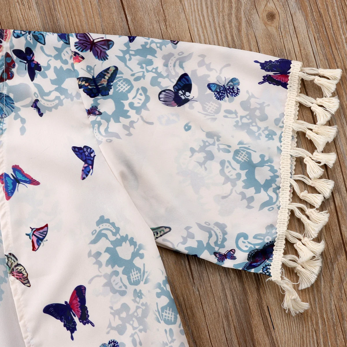 Emmababy/детская хлопковая блузка-кимоно с бахромой для маленьких девочек летняя