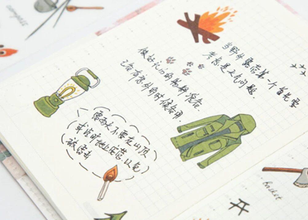 

DIY Diary Scrapbooking Phone Index Seal Stickers Camping Equipment Travelling Life Decorative Planner Stickers 6 Pages/Pack