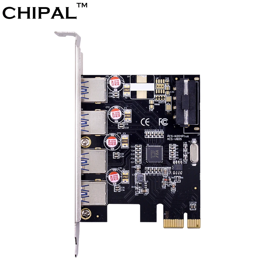 CHIPAL 5 шт. 4 портовый USB 3 0 PCI Экспресс хост контроллер E 1X до переходная карта адаптер
