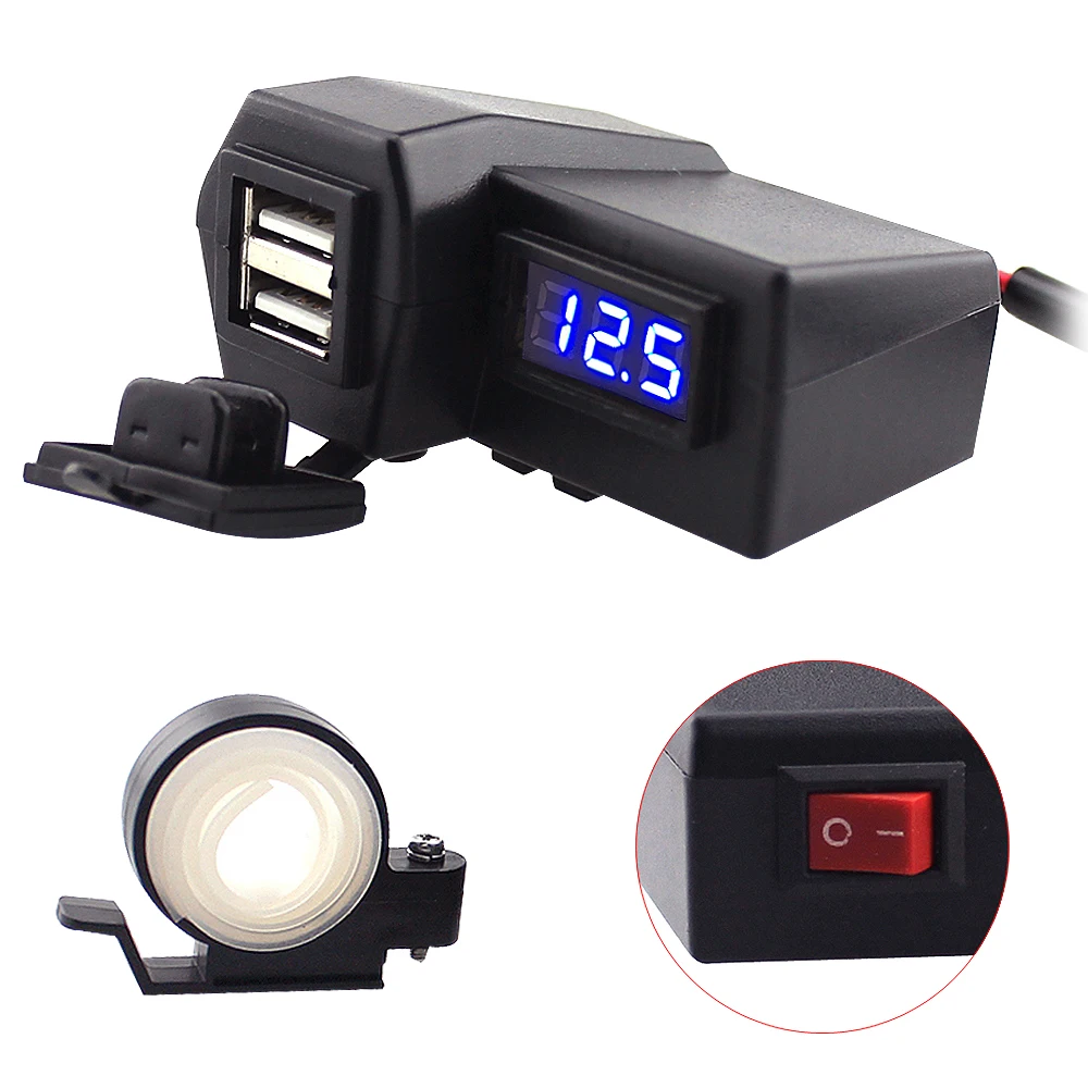 Двойной USB порт 12V водонепроницаемый мотоцикл зарядное устройство Установка