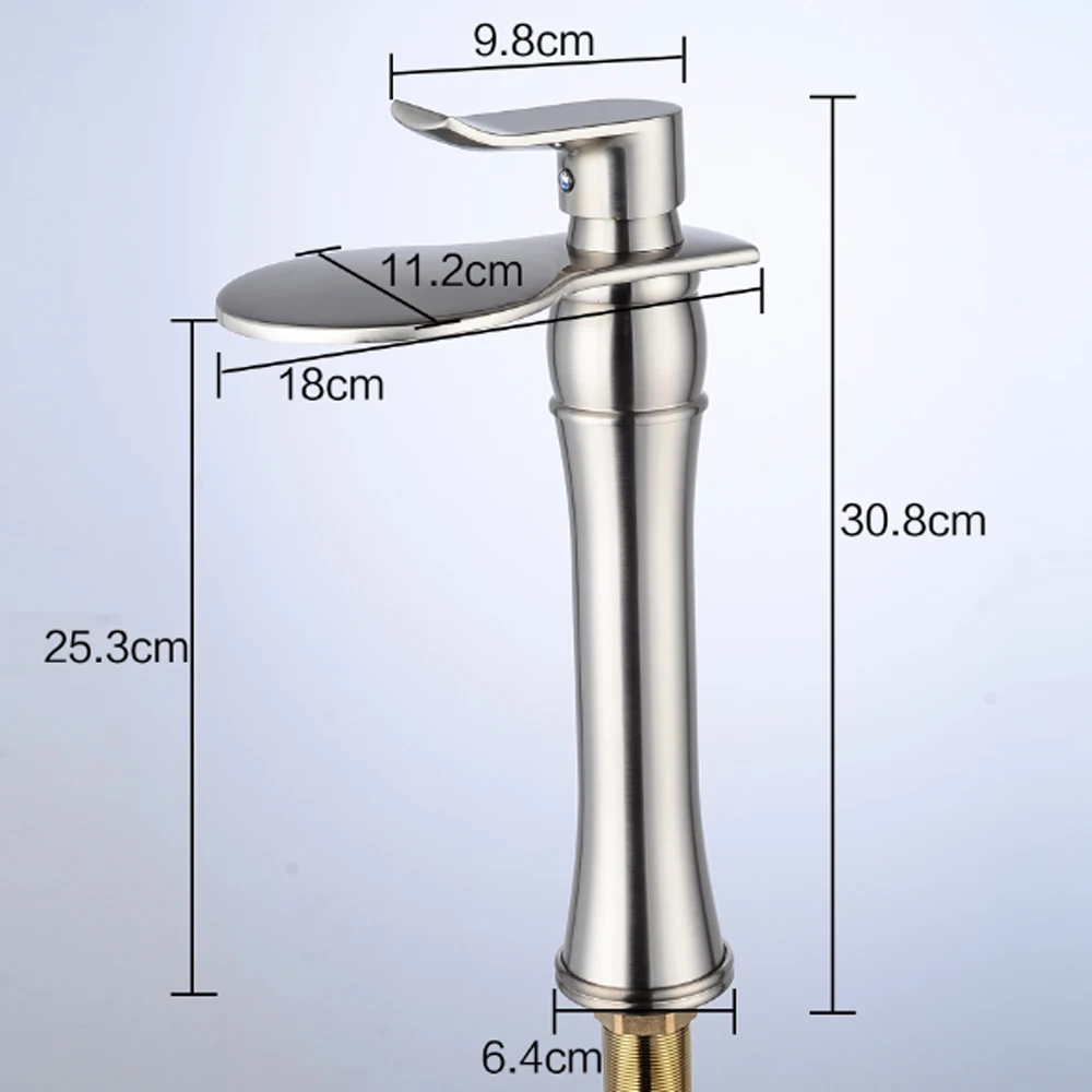 BAKALA Deck mounted Waterfall Bathroom Sink Vessel Faucet Nickel Brushed Bath Spout LH-555L | Обустройство дома