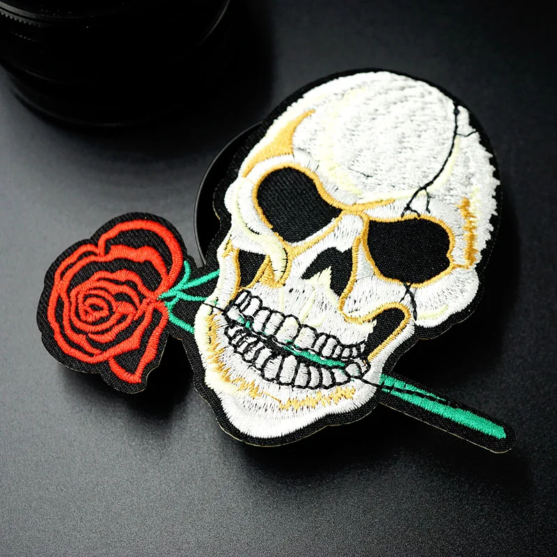 Нашивка с изображением черепа розы (Размер: 10 2x9 3 см)|badge patch|patches embroideredclothes stickers |
