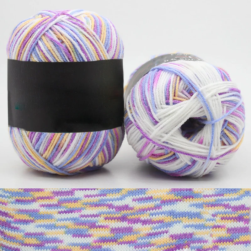 Hot Wholesale 50g/ball Colorful Section-dyeing Wool Yarn Baby Milk Cotton Soft Acrylic Yarn for Hand Knitting Crochet