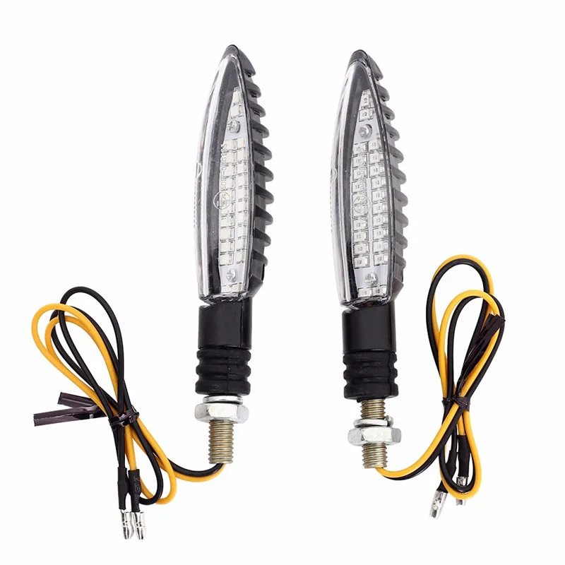 2pcs Maluokasa, 2 шт., 12 В, 24 светодиодный, для мотоцикла, течёт вода, поворотники, E24, в форме кинжала, для мотоцикла, светодиодный, задний стоп-сигнал, сигнальные индикаторы, светильник - Цвет: 2pcs