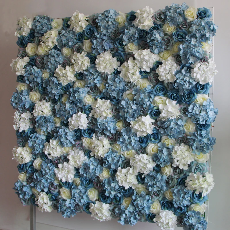 

Exellent 2.4M x 2.4M Wedding Flower Wall royal blue with white Rose & Hydrangeas flower backdrop wedding stage decoration