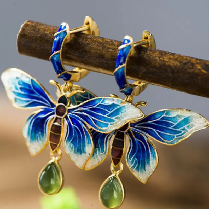 RADHORSE Jasper Earring Genuine 925 Sterling Silver Butterfly Modeling for Women Luxurious &amp Classic Style Fine Jewelry | Украшения и