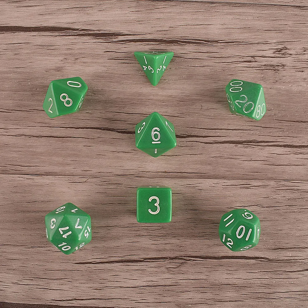 7 шт./компл. зеленые игральные кости многогранники D4 D6 D8 D10 D12 D20 MTG волшебные