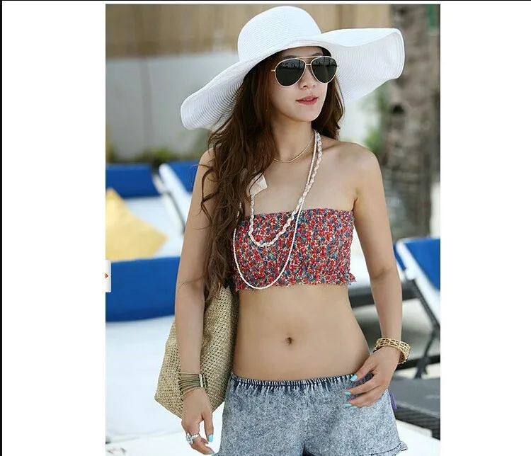 2015 Fashion Summer Women's Ladies' Foldable Wide Large Brim Floppy Beach Hat Sun Straw Cap Women | Тематическая одежда и