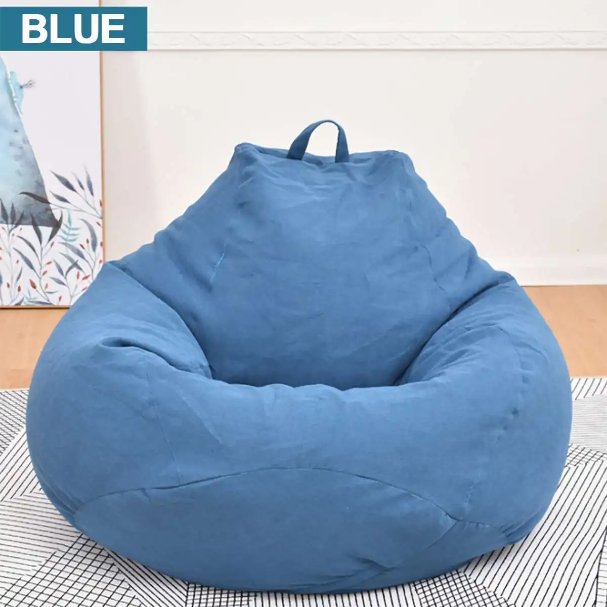Blue XL Большой маленький ленивый BeanBag чехлы для диванов стулья без наполнителя льняная ткань шезлонг кресло мешок пуф слоеного дивана татами гостиной - Цвет: Blue XL