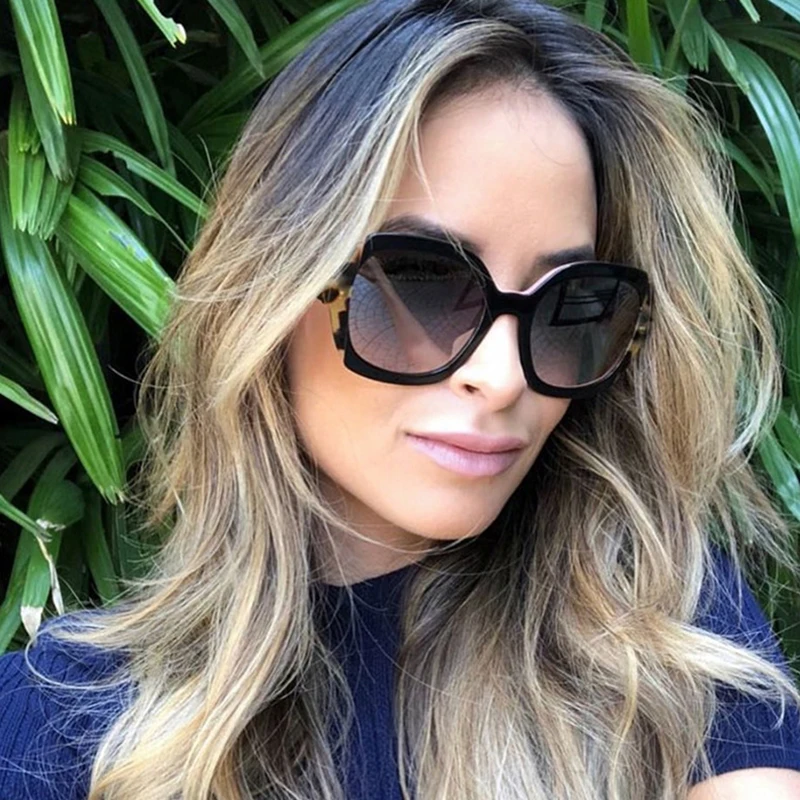 Женские квадратные солнцезащитные очки HBK большие в ретро стиле европейском и