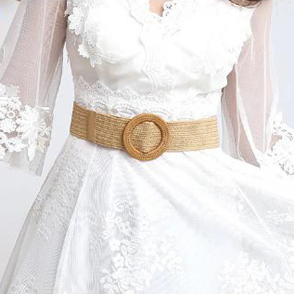 Эластичный соломенный женский ремень декоративные ремни платье на каждый день