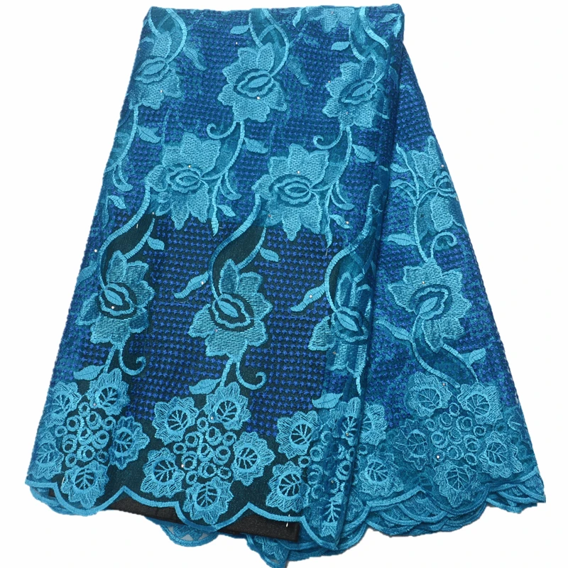 Высококачественная африканская французская сетчатая кружевная ткань 2019 Ткань 5