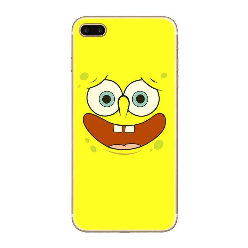 H436 милый мягкий прозрачный Жесткий Тонкий чехол Spongebob для Apple iPhone XR XS Max 4 4s 5 5S SE 5C 6 S