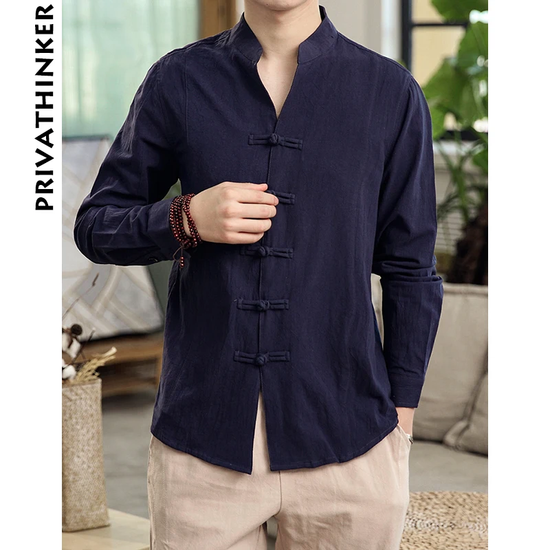 Мужская хлопковая рубашка Sinicism Store белая Повседневная с длинным рукавом в