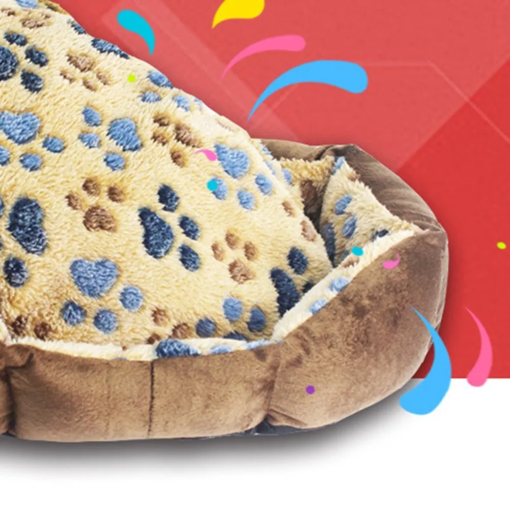 ПЭТ собака кошка кровать лапа печать гнездо со съемной подушкой коврик моющийся