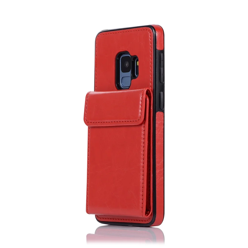 Red Кожаный чехол для телефона с держатель для карт для samsung Galaxy S8 S9 S10 плюс S10E задняя крышка для S7 S7Edge S 8 10 9 Ретро Чехол - Цвет: Red